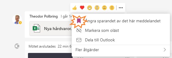 Ångra sparandet av det här meddelandet i Teams illustration